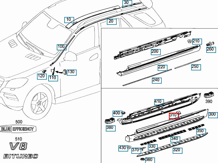 NEW MERCEDES-BENZ GLE W166 RIGHT CLADDING FOOTREST COVER A1666980825 ORIGINAL