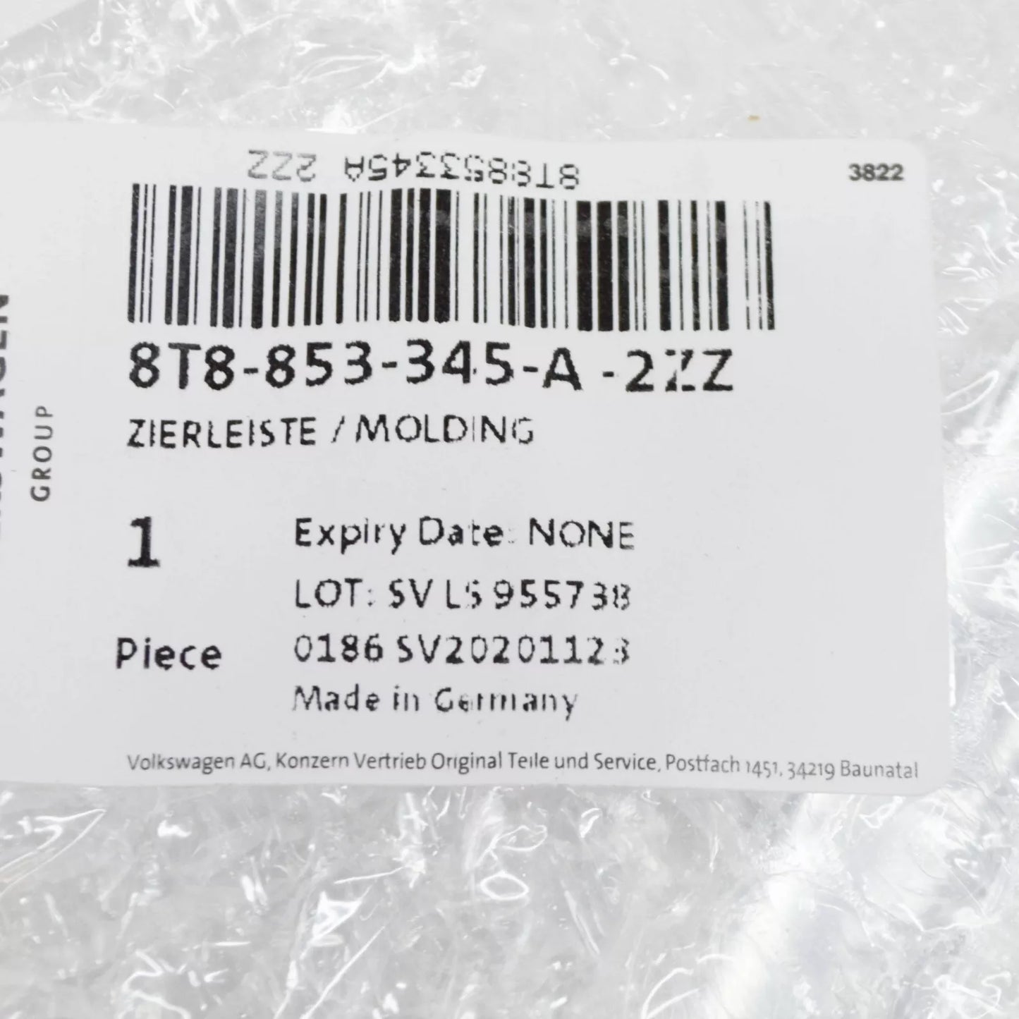 NEW AUDI A5 8T REAR LEFT QUARTER WINDOW MOLDING 8T8853345A2ZZ