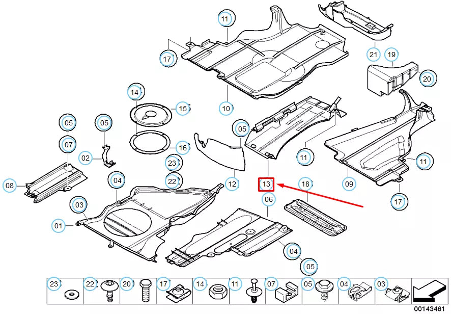 NEW BMW 3 E46 ACTIVATED CHARCOAL FILTER BOTTOM COVER 51718233266 ORIGINAL
