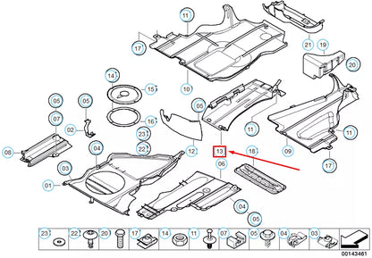 NEW BMW 3 E46 ACTIVATED CHARCOAL FILTER BOTTOM COVER 51718233266 ORIGINAL