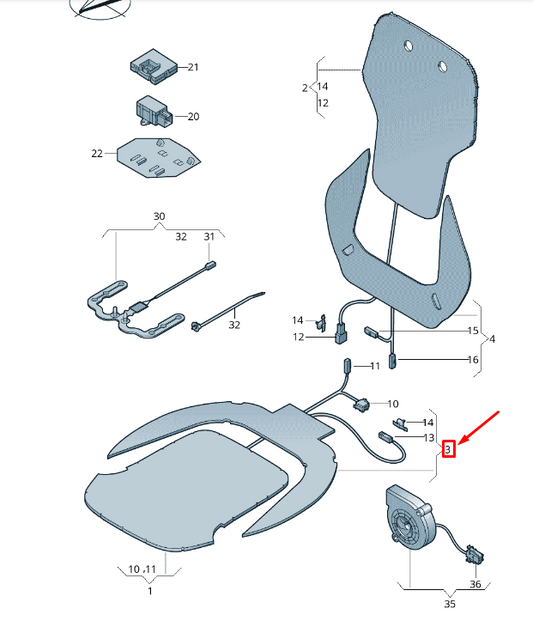 new vw touareg 7p mk2 front seat bolster heater element 7p6963551ah original