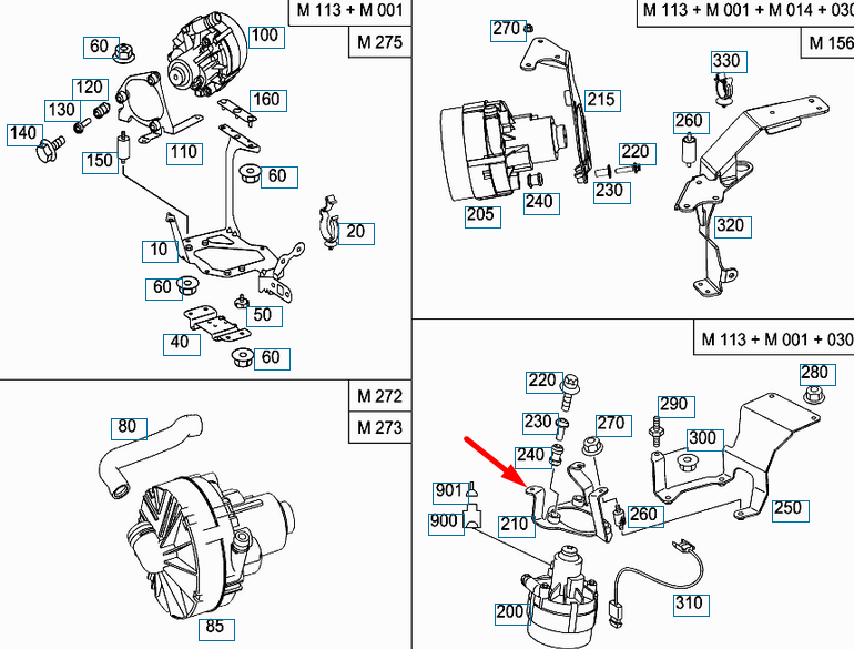new mercedes-benz sl r230 air pump bracket a2305041240 original