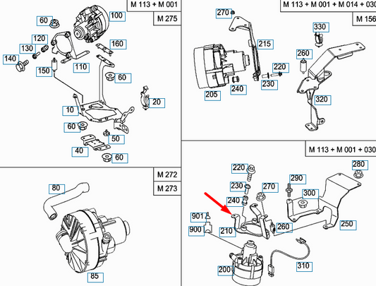 new mercedes-benz sl r230 air pump bracket a2305041240 original