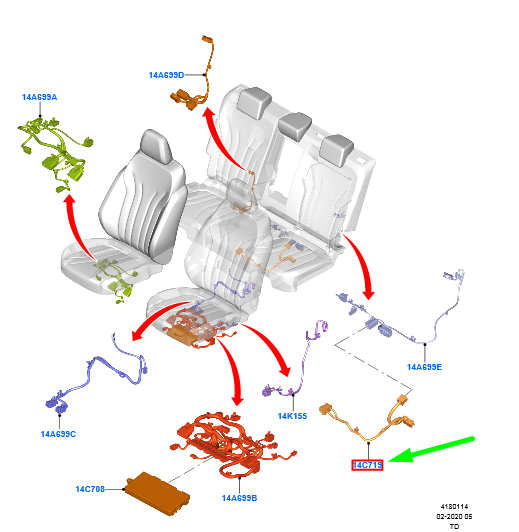 new ford kuga mk3 rear motor seat adjuster wire assy 2456243 original