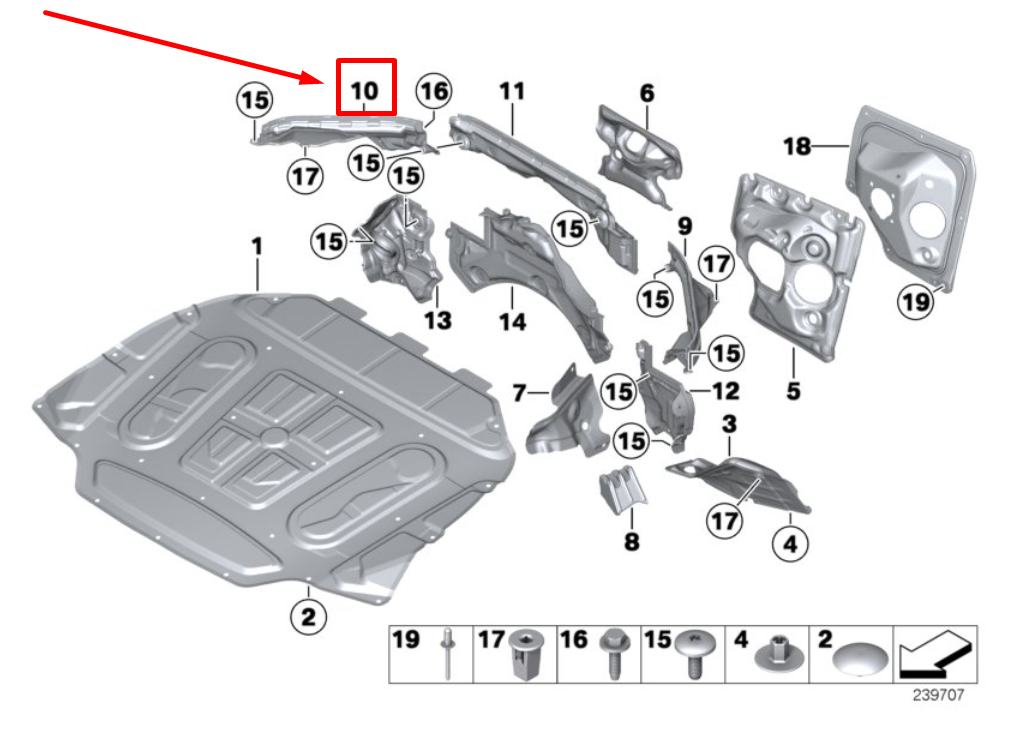 new bmw 5 f10 front rightg upper section firewall 7204336 51717204336 original