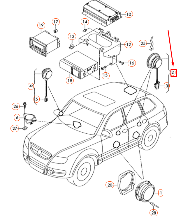 NEW VOLKSWAGEN TOUAREG 7L MID TONE/TREBLE LOUDSPEAKER 7L6035415A ORIGINAL