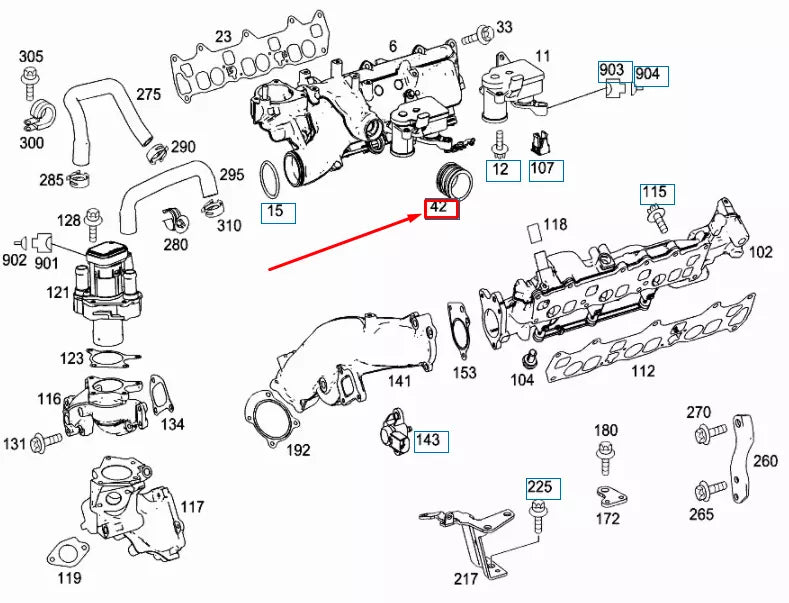 NEW MB ML W164 INTAKE CONNECTION WITH SEALING RING A6420980037