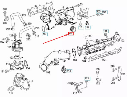 NEW MB ML W164 INTAKE CONNECTION WITH SEALING RING A6420980037