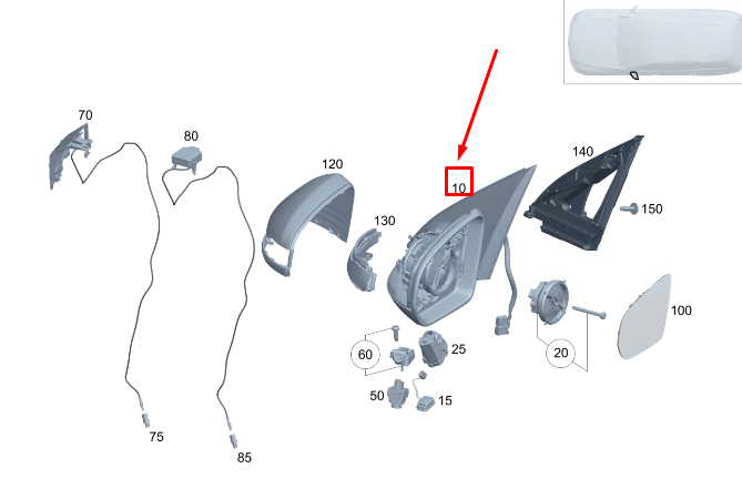 new mercedes-benz eqc left side wing mirror lhd a2938102101 original