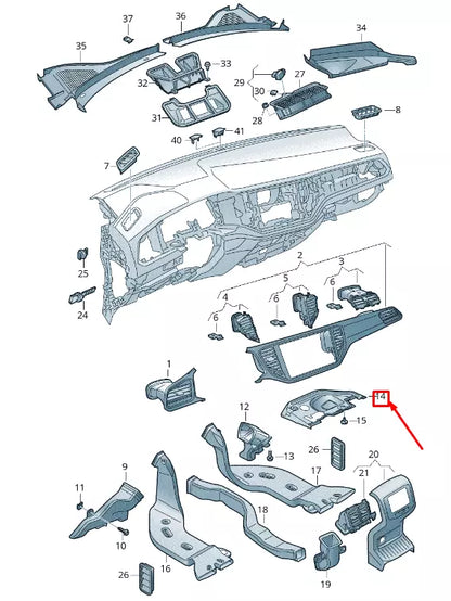 NEW VOLKSWAGEN T-ROC A11 FOOTWELL VENT COVER LHD 517819593D