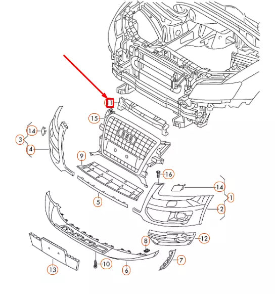 NEW AUDI Q5 8R FRONT BUMPER FOAM FILLED PIECE 8R0807550C ORIGINAL