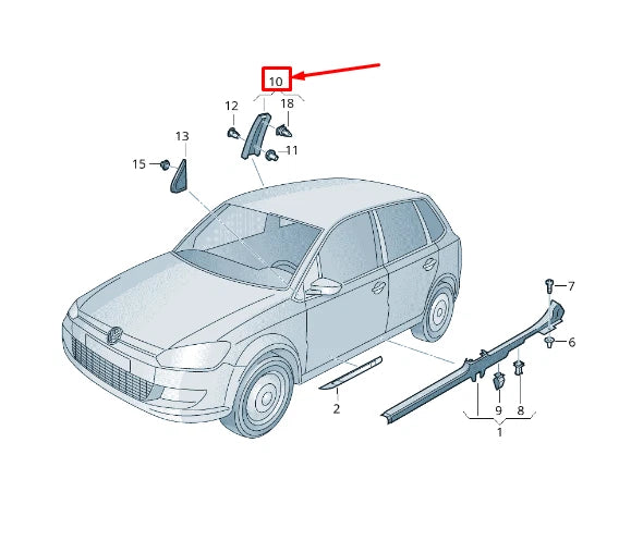 NEW VW POLO 6R LEFT DOOR EXTERIOR PILLAR B TRIM 6R4853289A041 ORIGINAL