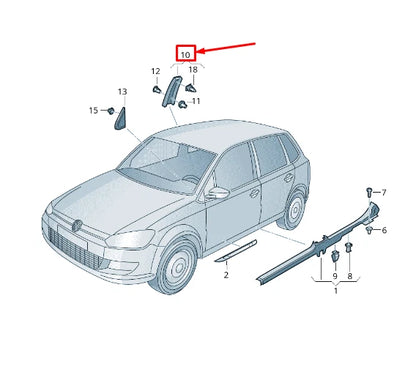 NEW VW POLO 6R LEFT DOOR EXTERIOR PILLAR B TRIM 6R4853289A041 ORIGINAL