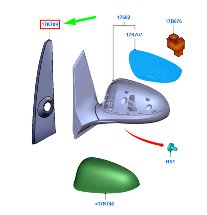 new ford ka mk2 front right door mirror cover assy 1574856 original