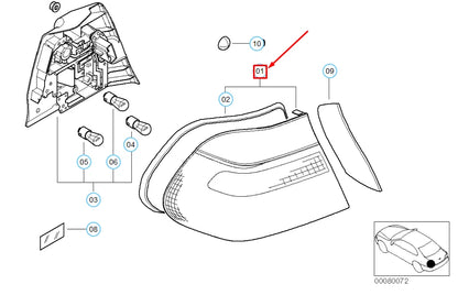 NEW BMW 3 COUPE E46 REAR LEFT SIDE PANEL TAIL LIGHT 63218364725 ORIGINAL