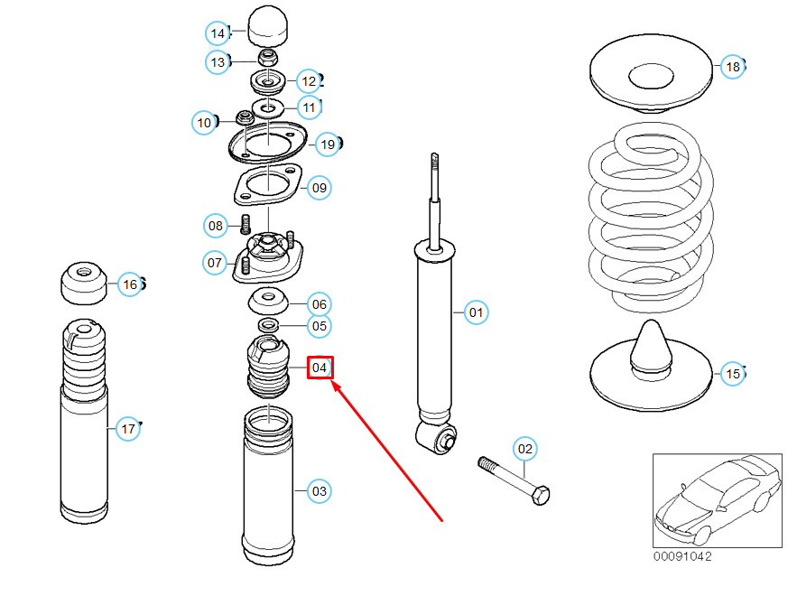 new bmw 3 e46 rear bump stop with guide tube 33502290319 2290319 original