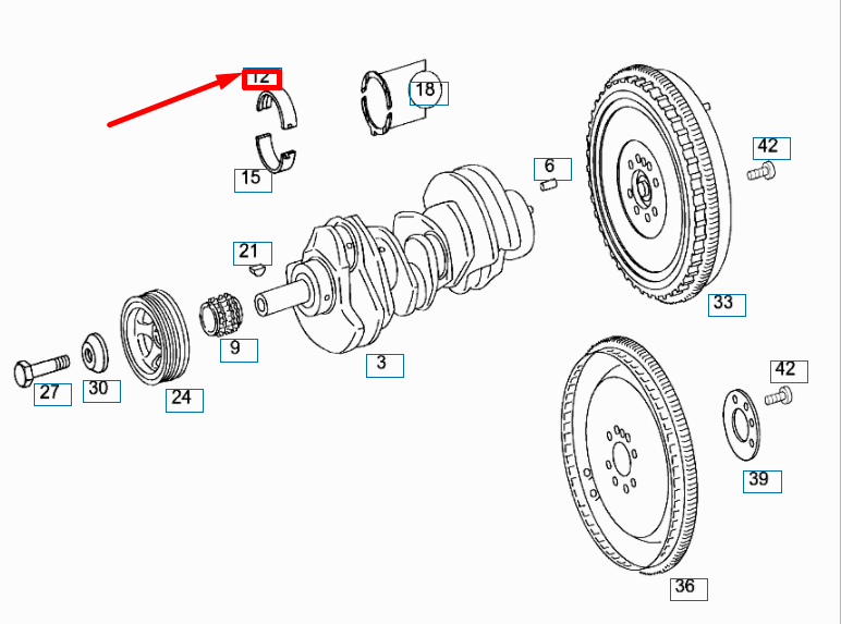 NEW MERCEDES-BENZ ML W164 MAIN BEARING UPPER HALF A642033220154 ORIGINAL
