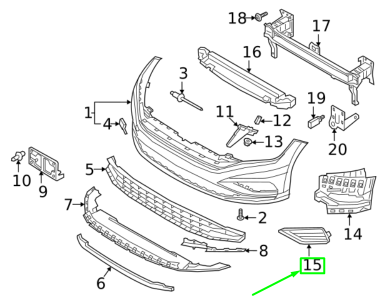 NEW VOLKSWAGEN JETTA A7 MK7 FRONT LEFT BUMPER GRILLE 17A8536659B9 ORIGINAL