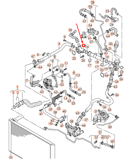 NEW AUDI A8 D4 REAR RIGHT COOLING FLANGE CONNECTOR UNION 079121137K ORIGINAL