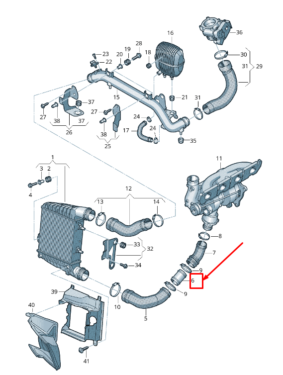 new audi a8 4h right charge air cooler pressure hose 4h0145368a original
