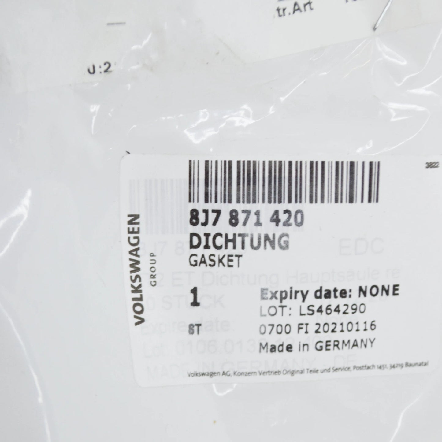 NEW AUDI TT 8J MK2 SOFT TOP RIGHT REAR SEAL 8J7871420 ORIGINAL