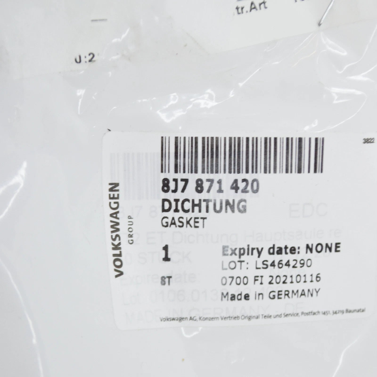 NEW AUDI TT 8J MK2 SOFT TOP RIGHT REAR SEAL 8J7871420 ORIGINAL