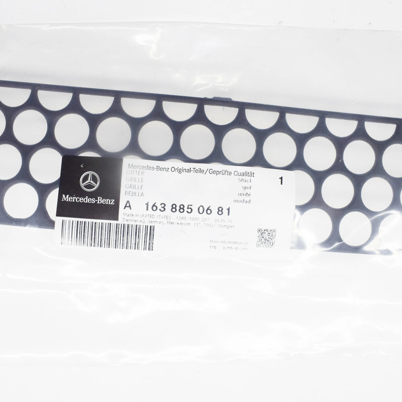 NEW MERCEDES-BENZ ML W163 FRONT BUMPER LOWER GRILLE A1638850681 ORIGINAL