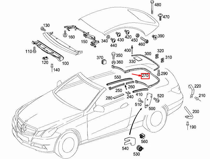 NEW MERCEDES-BENZ E CABRIO A207 REAR ROOF SEALING A2097700098 ORIGINAL