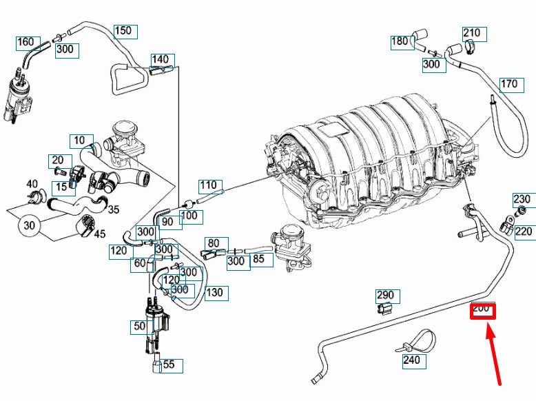 NEW MERCEDES-BENZ C W204 INTAKE PURGE LINE A1560100470 ORIGINAL
