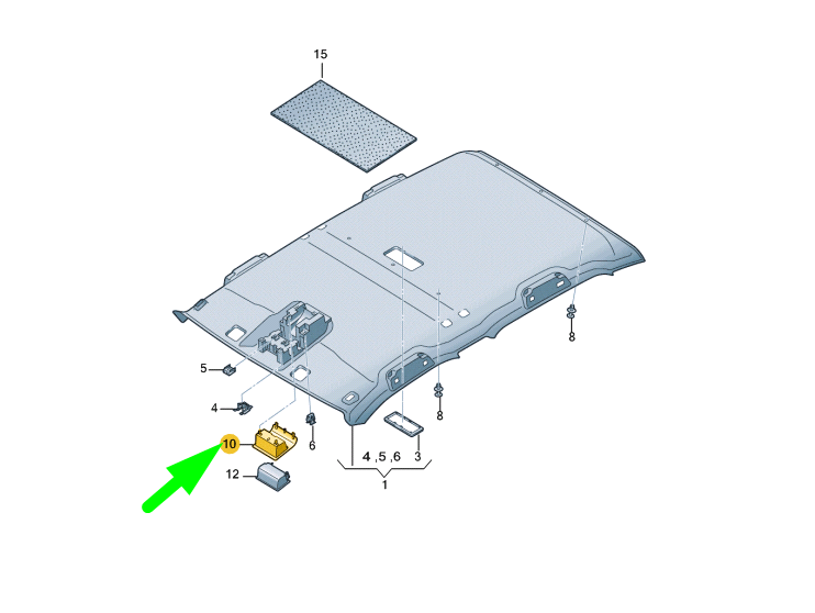 NEW VOLKSWAGEN AMAROK ROOF CONSOLE FRAME 2H0867489CY20 ORIGINAL