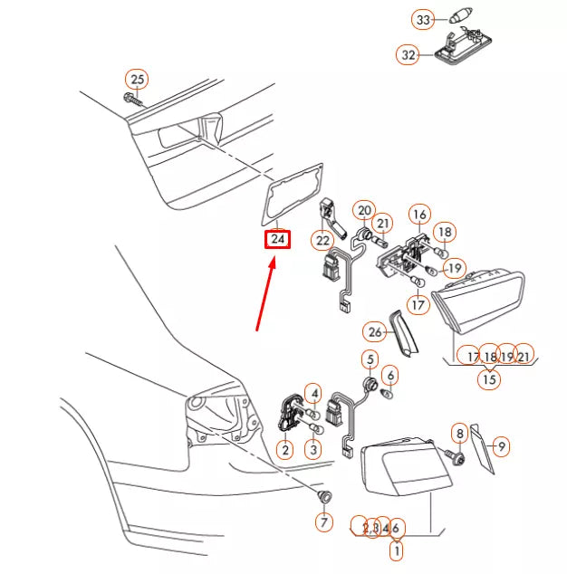 NEW AUDI A6 C7 REAR LEFT INNER TAIL LIGHT SEAL 4G5945191