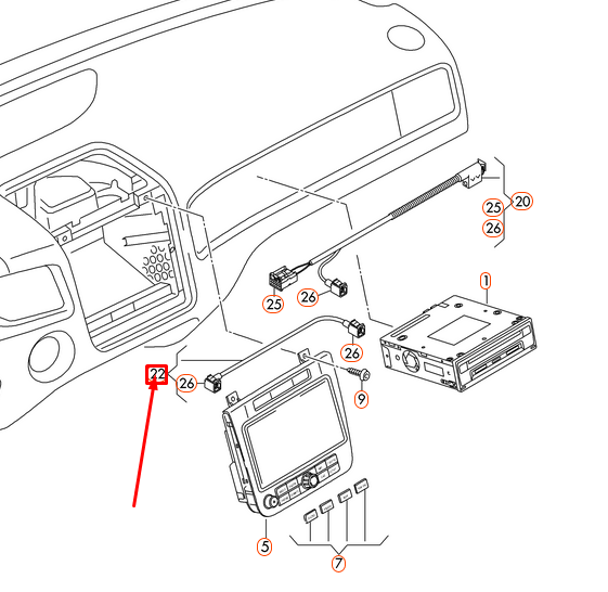 NEW VW TOUAREG 7L DISPLAY UNIT CONTROL PANEL CABLE LOOM LHD 7P1971327 ORIGINAL