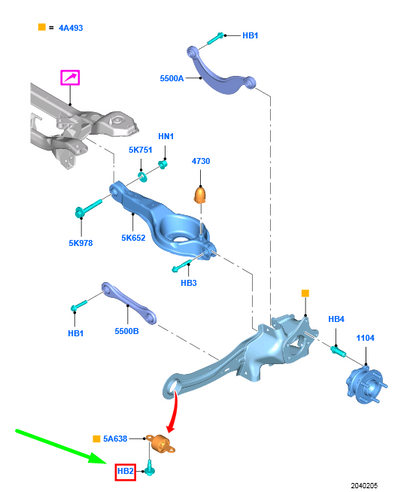 new ford grand c-max mk2 rear knuckle bush bolt 1909433 w718160-s442 original