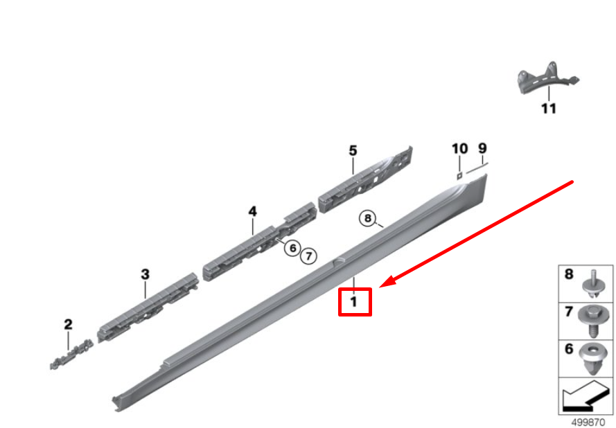 new bmw 5 g30 right rocker panel trim 51778073134 8073134 original