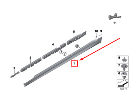 new bmw 5 g30 right rocker panel trim 51778073134 8073134 original