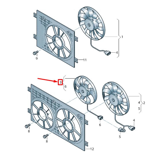 NEW VW SHARAN 7N1, 7N2 RADIATOR FAN 7N0959455N ORIGINAL