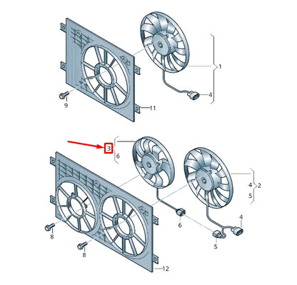 NEW VW SHARAN 7N1, 7N2 RADIATOR FAN 7N0959455N ORIGINAL