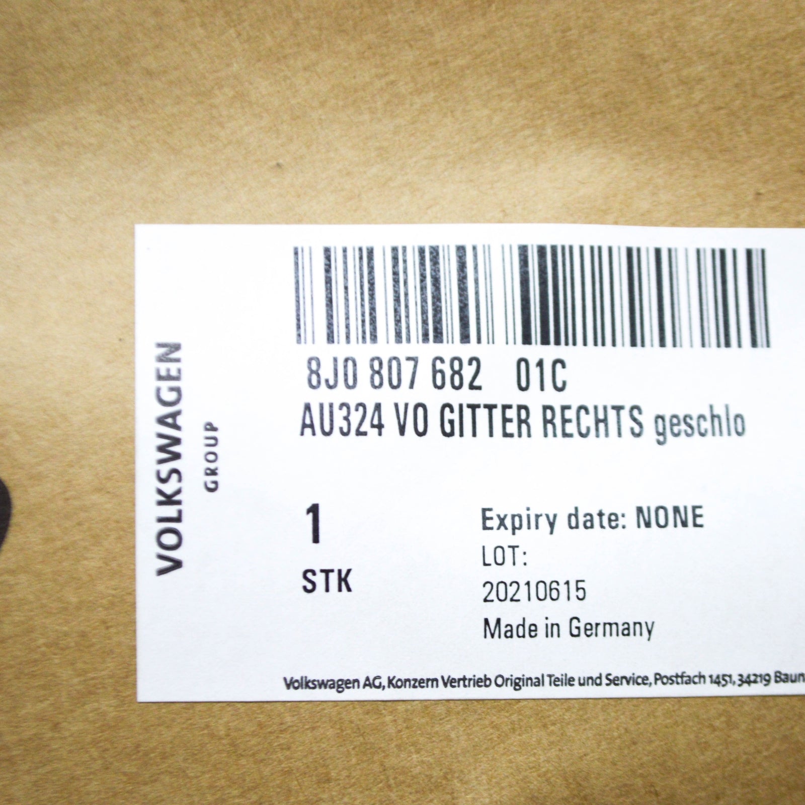 NEW AUDI TT 8J RIGHT FOG LIGHT GRILLE 8J080768201C 8J0807682 01C 2011 ORIGINAL