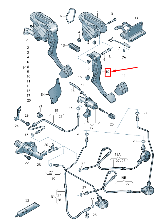 NEW AUDI Q3 8U CLUTCH PEDAL LHD 1K1721321E ORIGINAL