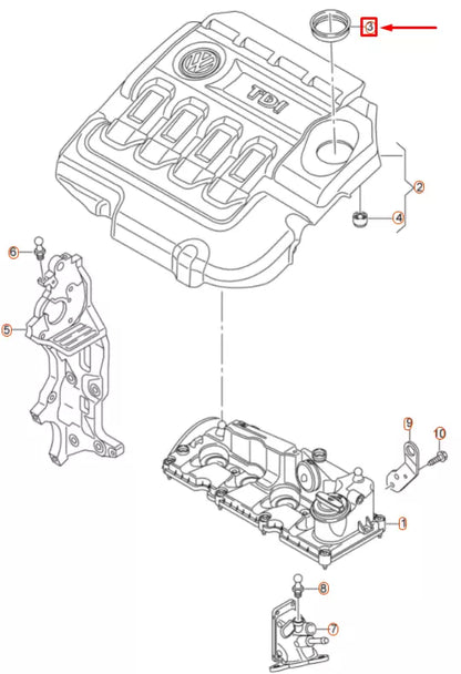 NEW VW GOLF 5G MK7 CYLINDER HEAD COVER SEAL RING 04L133287 ORIGINAL