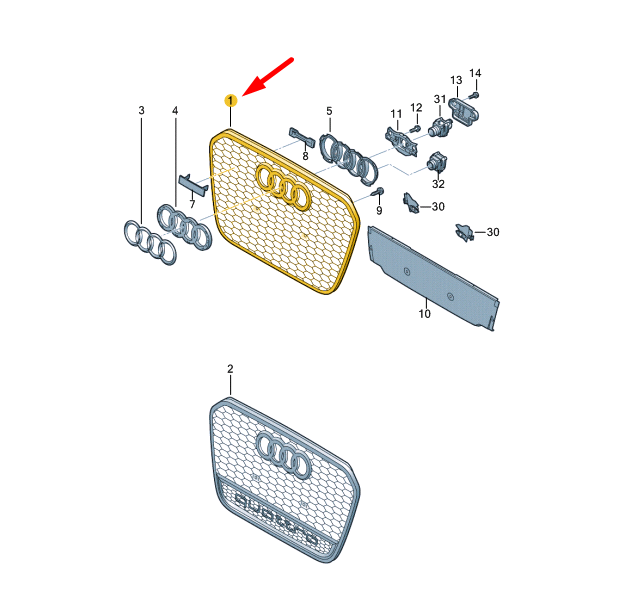 new audi rs6 c7 radiator grille 4g0853651bc1l1 original