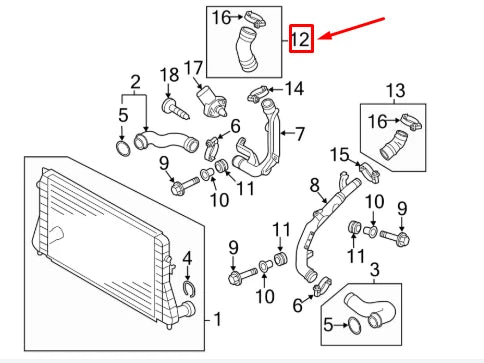 NEW VW BEETLE A5 CHARGE AIR COOLER PRESSURE HOSE 1K0145838AA ORIGINAL