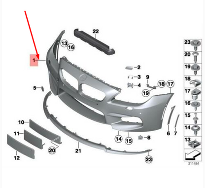 new bmw m6 convertible f12 front primed m - pdc bumper 51118056809 original
