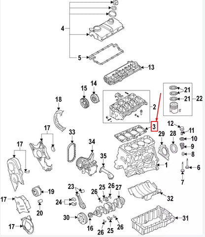 NEW AUDI Q3 8U ENGINE CYLINDER HEAD GASKET 04L103383BK ORIGINAL