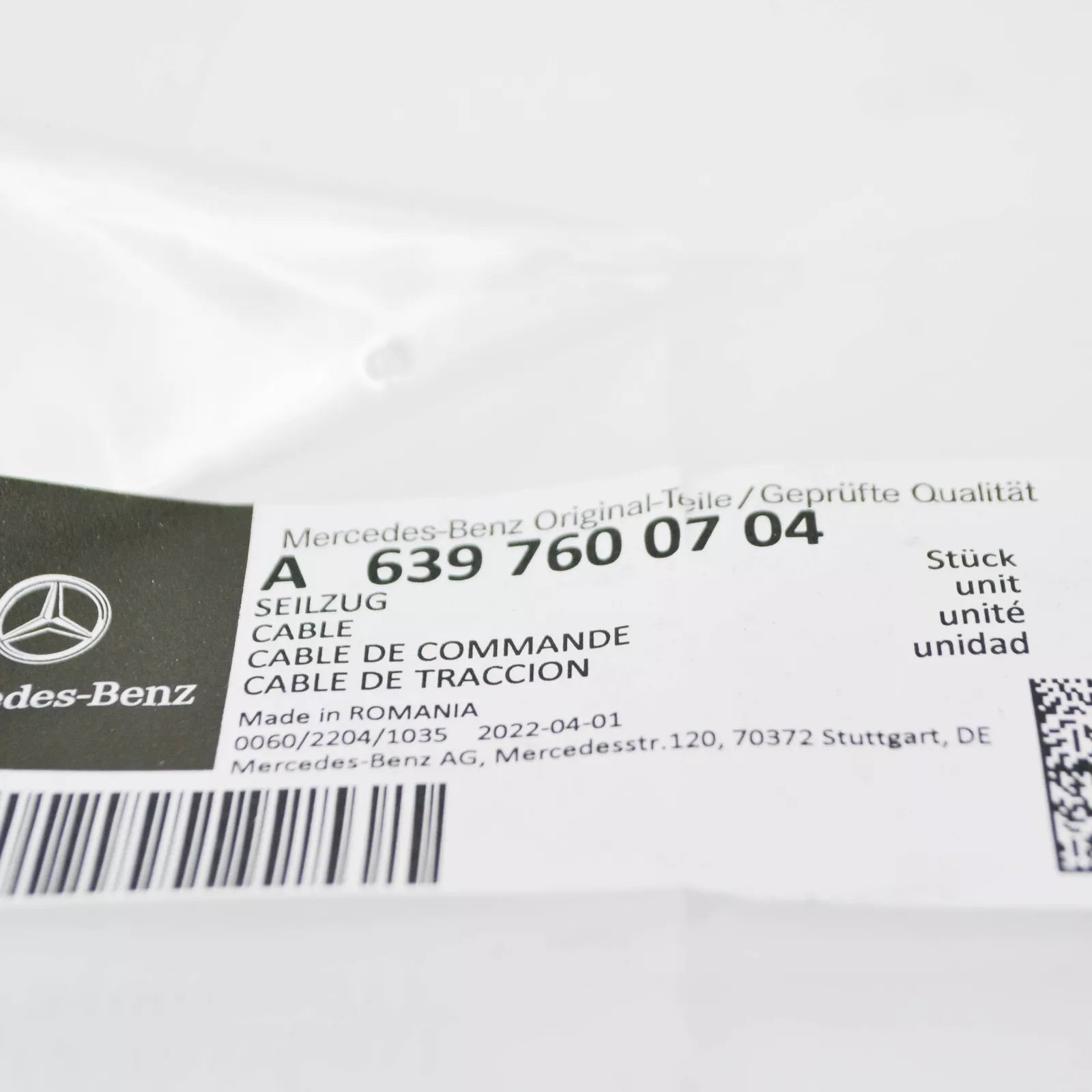 NEW MERCEDES-BENZ VITO W639 FRONT RIGHT DOOR BOWDEN CABLE A6397600704 ORIGINAL