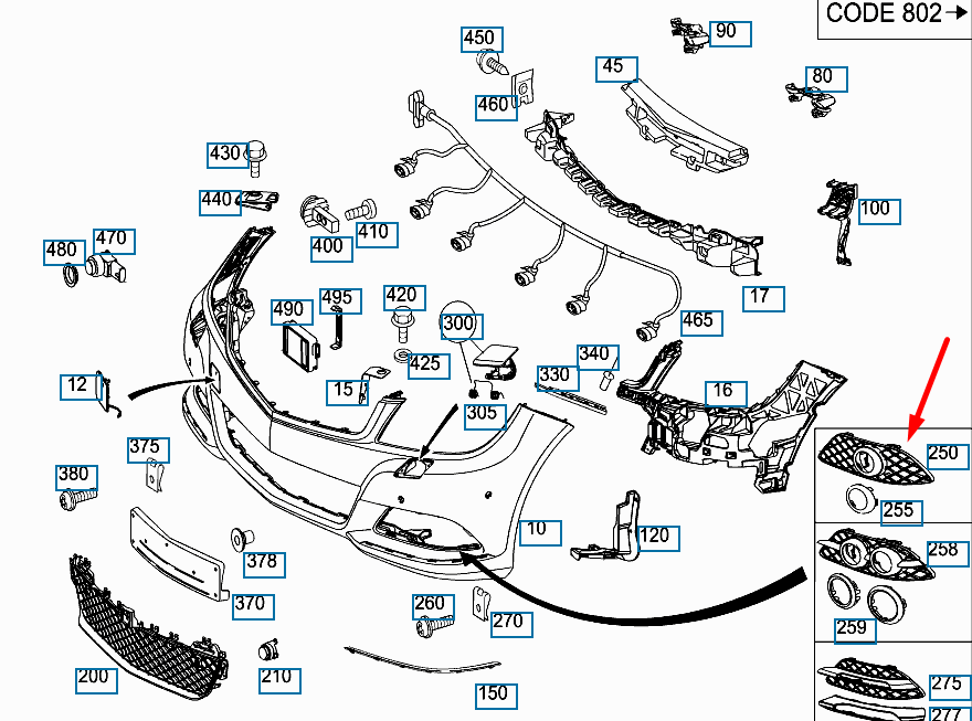 NEW MERCEDES-BENZ C-CLASS W204 FRONT LEFT GRILL A2048852223 ORIGINAL