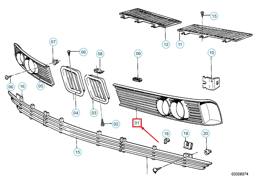 NEW BMW 6 E24 HEADLIGHT FRONT LAMP GRILLE LEFT 51131838751 1838751 ORIGINAL