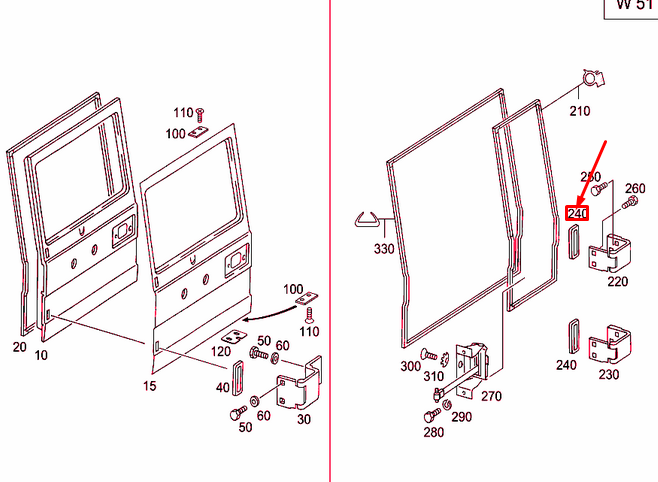 NEW MERCEDES-BENZ G W463 REAR PANEL DOOR HINGE SEAL A4607430078 ORIGINAL