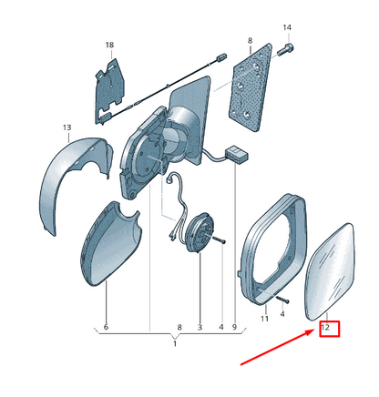 new vw caddy iv sa mk6 front right door mirror glass lhd 2k5857522c original