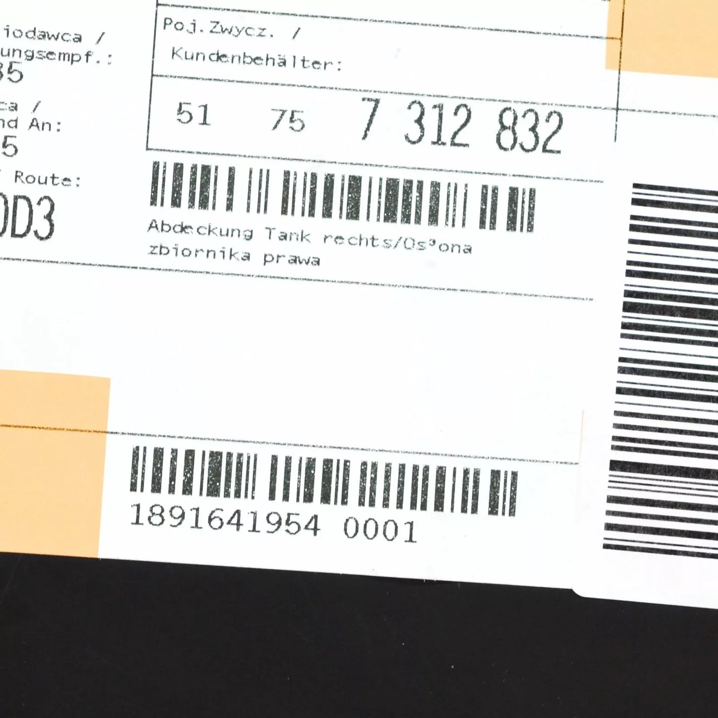 NEW BMW 5 F10 UNDERFLOOR COATING RIGHT TANK COVERING 51757312832 ORIGINAL